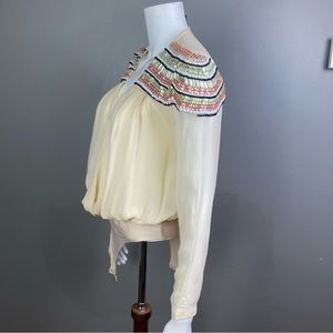 AS by DF bodysuit small Starstruck pink wrap beaded v-neck long sleeve (flaw)